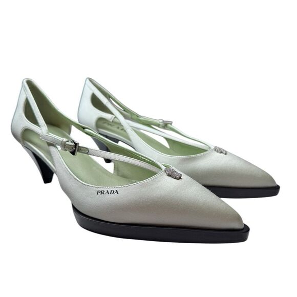 NWT Prada Satin Crisscross Slip On Heels (10) - Picture 3 of 12